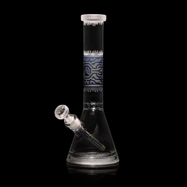 Respire 15" Silver and Blue Frit Beaker Bong