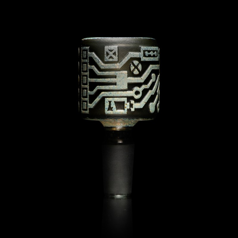Circuitboard: Shadow Art Smoke and Silver Frit Bowl - Image 2