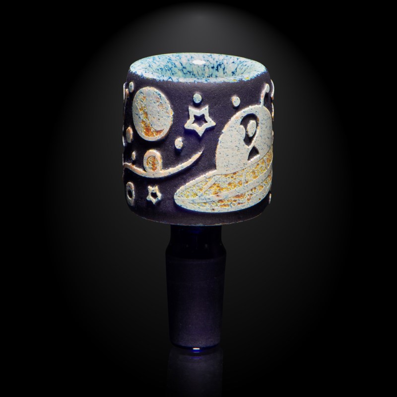 Space Odyssey Blue and Silver Frit Bowl - Image 4