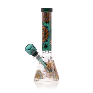 Mandala Myriad Teal 10" Mini Beaker Bong