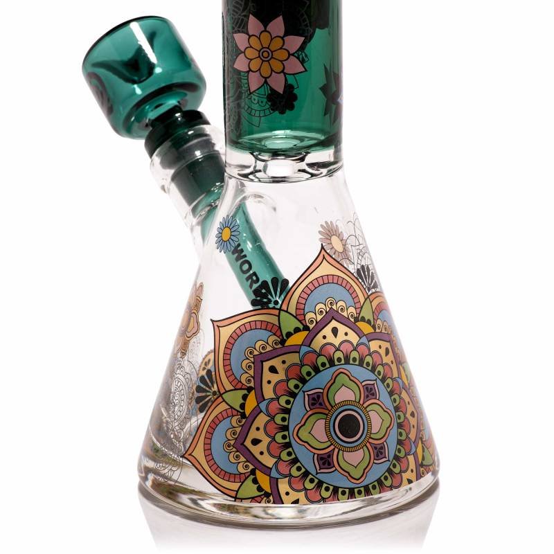 Mandala Myriad Teal 10" Mini Beaker Bong - Image 5