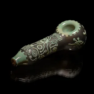 Circuitboard Shadow Art Smoke and Silver Frit Hand Pipe