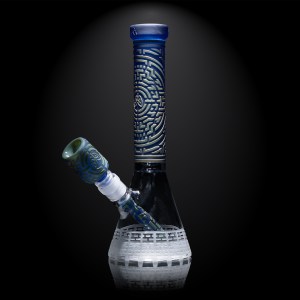 Light Blue Frit Oxidate 11" Glass Beaker Bong